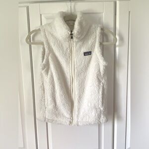 Girls White Fleece Patagonia Vest